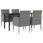 vidaXL Juego de comedor jardín 5 pzas ratán sintético acero gris negro vidaXL Juego de comedor jardín 5 pzas ratán sintético acero gris negro