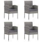 vidaXL Juego de comedor jardín 5 pzas ratán sintético acero gris negro vidaXL Juego de comedor jardín 5 pzas ratán sintético acero gris negro