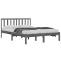 vidaXL Estructura de cama madera maciza de pino doble gris 135x190 cm