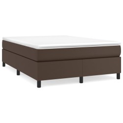 vidaXL Cama box spring con colchón cuero sintético marrón 140x190 cm