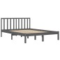 vidaXL Estructura de cama madera maciza de pino doble gris 135x190 cm