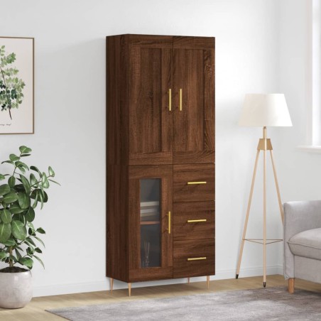 vidaXL Aparador alto madera contrachapada marrón roble 69,5x34x180 cm