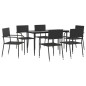 vidaXL Juego de comedor de jardín 7 pzas ratán sintético y acero negro vidaXL Juego de comedor de jardín 7 pzas ratán sintético y acero negro