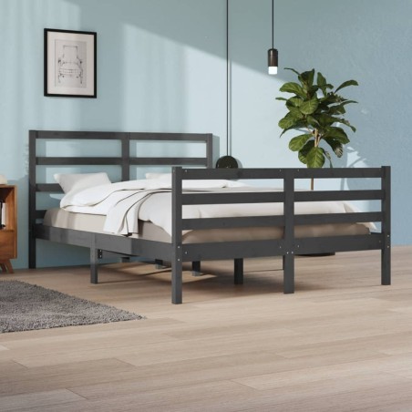 vidaXL Estructura de cama de madera maciza de pino gris 140x200 cm