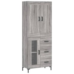 vidaXL Aparador alto madera contrachapada gris sonoma 69,5x34x180 cm