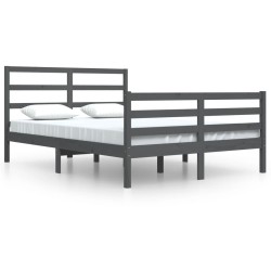 vidaXL Estructura de cama de madera maciza de pino gris 140x200 cm