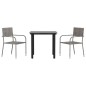 vidaXL Juego de comedor jardín 3 pzas ratán sintético acero gris negro vidaXL Juego de comedor jardín 3 pzas ratán sintético acero gris negro