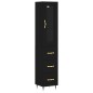 vidaXL Aparador de madera contrachapada negro 34,5x34x180 cm
