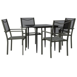 vidaXL Juego de comedor para jardín 5 piezas acero y textilene negro