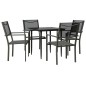 vidaXL Juego de comedor para jardín 5 piezas acero y textilene negro vidaXL Juego de comedor para jardín 5 piezas acero y textilene negro