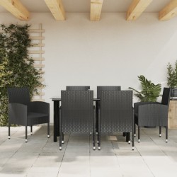 vidaXL Juego de comedor de jardín 7 pzas ratán sintético y acero negro