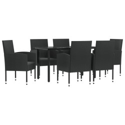 vidaXL Juego de comedor de jardín 7 pzas ratán sintético y acero negro