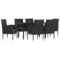 vidaXL Juego de comedor de jardín 7 pzas ratán sintético y acero negro