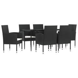vidaXL Juego de comedor de jardín 7 pzas ratán sintético y acero negro