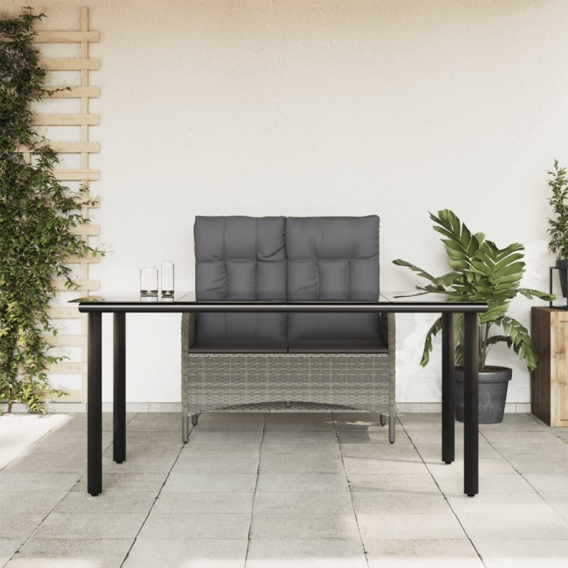 vidaXL Juego de comedor jardín 2 pzas con cojines ratán sintético gris vidaXL Juego de comedor jardín 2 pzas con cojines ratán sintético gris