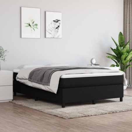 vidaXL Cama box spring con colchón tela negro 140x200 cm