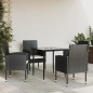 vidaXL Juego de comedor de jardín 5 pzas ratán sintético y acero negro vidaXL Juego de comedor de jardín 5 pzas ratán sintético y acero negro