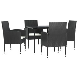 vidaXL Juego de comedor de jardín 5 pzas ratán sintético y acero negro
