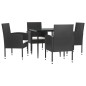 vidaXL Juego de comedor de jardín 5 pzas ratán sintético y acero negro vidaXL Juego de comedor de jardín 5 pzas ratán sintético y acero negro