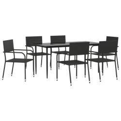 vidaXL Juego de comedor de jardín 7 pzas ratán sintético y acero negro