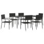 vidaXL Juego de comedor de jardín 7 pzas ratán sintético y acero negro vidaXL Juego de comedor de jardín 7 pzas ratán sintético y acero negro