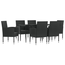 vidaXL Juego de comedor de jardín 7 pzas ratán sintético y acero negro