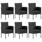 vidaXL Juego de comedor de jardín 7 pzas ratán sintético y acero negro vidaXL Juego de comedor de jardín 7 pzas ratán sintético y acero negro