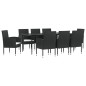 vidaXL Juego de comedor de jardín 9 pzas ratán sintético y acero negro