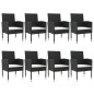 vidaXL Juego de comedor de jardín 9 pzas ratán sintético y acero negro