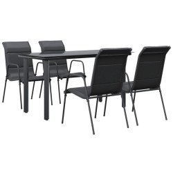 vidaXL Juego de comedor para jardín 5 piezas acero y textilene negro