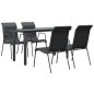 vidaXL Juego de comedor para jardín 5 piezas acero y textilene negro vidaXL Juego de comedor para jardín 5 piezas acero y textilene negro