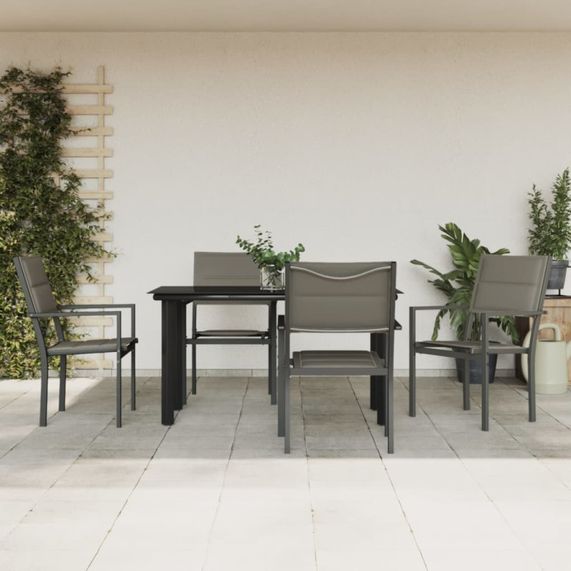 vidaXL Juego de comedor para jardín 5 piezas acero y textilene negro vidaXL Juego de comedor para jardín 5 piezas acero y textilene negro