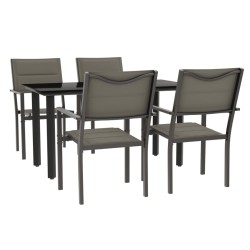 vidaXL Juego de comedor para jardín 5 piezas acero y textilene negro