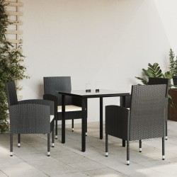 vidaXL Juego de comedor de jardín 5 pzas ratán sintético y acero negro