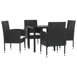 vidaXL Juego de comedor de jardín 5 pzas ratán sintético y acero negro