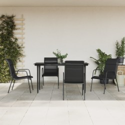 vidaXL Juego de comedor para jardín 5 piezas acero y textilene negro
