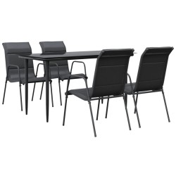 vidaXL Juego de comedor para jardín 5 piezas acero y textilene negro