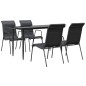 vidaXL Juego de comedor para jardín 5 piezas acero y textilene negro vidaXL Juego de comedor para jardín 5 piezas acero y textilene negro