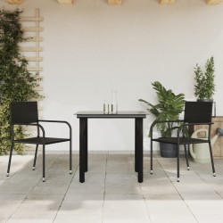 vidaXL Juego de comedor para jardín 3 piezas ratán sintético y acero
