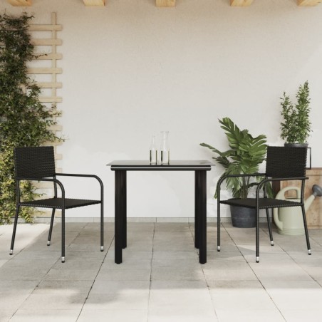 vidaXL Juego de comedor para jardín 3 piezas ratán sintético y acero