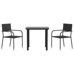 vidaXL Juego de comedor para jardín 3 piezas ratán sintético y acero