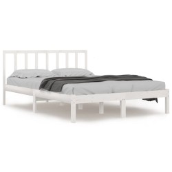 vidaXL Estructura de cama de madera maciza de pino blanco 135x190 cm