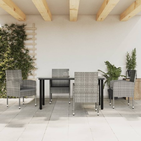 vidaXL Juego de comedor jardín 5 pzas ratán sintético acero gris negro