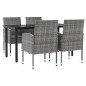 vidaXL Juego de comedor jardín 5 pzas ratán sintético acero gris negro