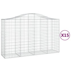 vidaXL Cestas gaviones 15 uds forma de arco hierro 200x50x120/140 cm