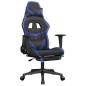 vidaXL Silla gaming con reposapiés cuero sintético negro azul vidaXL Silla gaming con reposapiés cuero sintético negro azul