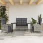 vidaXL Juego de comedor de jardín 4 piezas con cojines ratán PE gris vidaXL Juego de comedor de jardín 4 piezas con cojines ratán PE gris