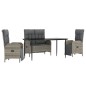 vidaXL Juego de comedor de jardín 4 piezas con cojines ratán PE gris vidaXL Juego de comedor de jardín 4 piezas con cojines ratán PE gris