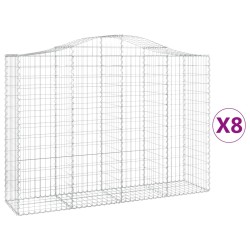 vidaXL Cestas gaviones 8 uds forma de arco hierro 200x50x140/160 cm