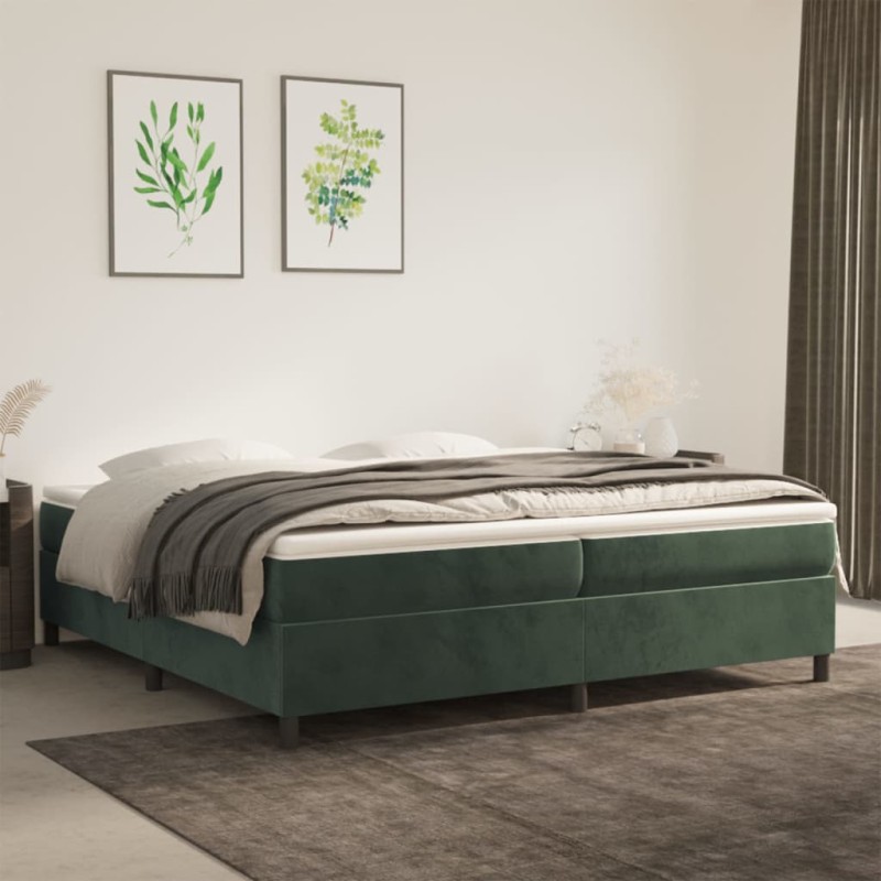 vidaXL Cama box spring con colchón terciopelo verde oscuro 200x200 cm vidaXL Cama box spring con colchón terciopelo verde oscuro 200x200 cm